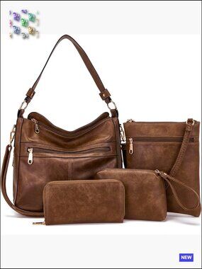 Women's 4-Piece Handbag Set Including Wallet Coin Purse Crossbody